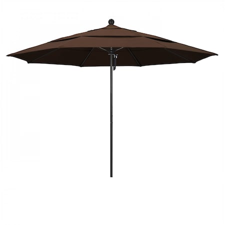 California Umbrella 11' Black Aluminum Market Patio Umbrella, Pacifica Mocha 194061333877